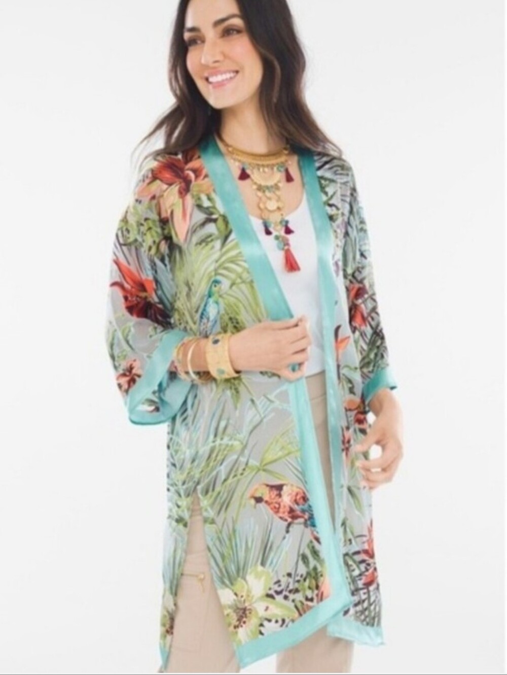 Chico's Turquoise Parasisw Escape Kimono